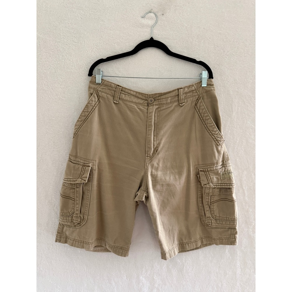 Unionbay Mens Tan Khaki Cotton Cargo Shorts 36 Relaxed Fit Y2K Utility Skate